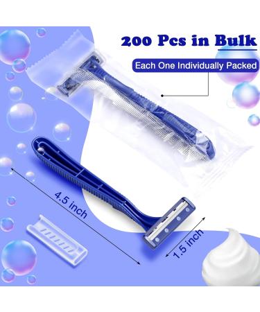 200 Pieces Disposable Razors for Men - Individually Wrapped Twin Blade Shaving Razors for Travel Home Hotels | Bulk Blue Razors - Buy Online on GoSupps.com