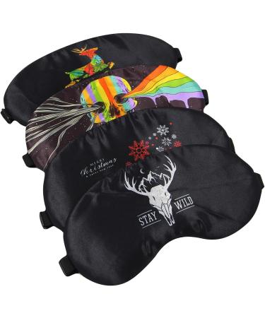 Rarityus Skull Print Sleep Mask Set - 4 Pcs | Soft Eyeshade Blindfold for Sleeping, Travel, Work, Naps | Adjustable Strap, Light Blocking - Buy Online on GoSupps.com