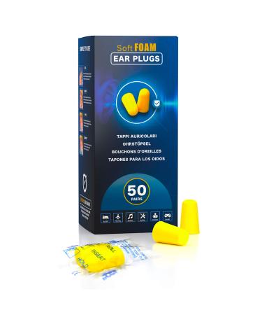 (50 pairs) AMZ gold earplugs for sleeping made of soft foam.Seperatly packaged.Comfortable noise -damping well insulated for a better night sleep.Market leader for earplugs