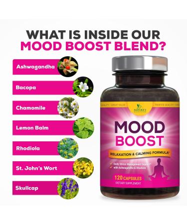 Calm Support Supplement - 1000mg Herbal Formula with Ashwagandha, L-Theanine & GABA for Natural Stress Relief & Relaxation - 120 Capsules - Buy Online on GoSupps.com