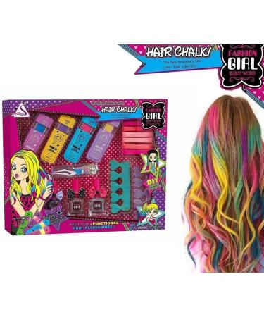koolbitz Fashionable Kids Styling Temporary Hair Chalk for Girls Washable & Accessories Washable Dye Hair Colour with Nail Polish Birthday and Gift for Girls Hair Chalk Set - Buy Online on GoSupps.com
