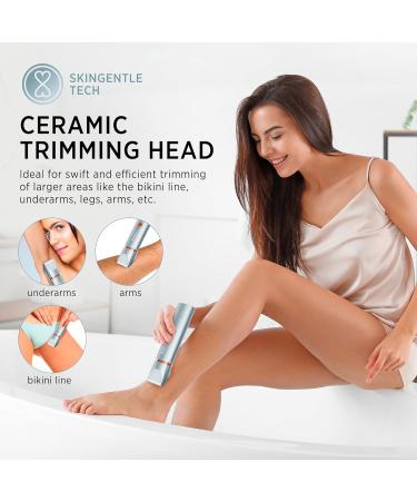 Electric Bikini Trimmer & Facial Hair Remover - Rechargeable IPX7 Waterproof 2-in-1 Hair Removal Kit for Women - Wet/Dry Use for Bikini, Underarm, Leg, Arm, Face - Parisian Blue - Buy Online on GoSupps.com
