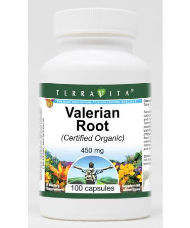 Valerian Root (Certified Organic) - 450 mg (100 Capsules ZIN: 518743)