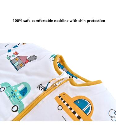 Chilsuessy Baby Sleeping Bag with Detachable Sleeves - 3.5 Tog, 100% Cotton, City Car Design - For Infant Toddler (2-4 Years) - Buy Online on GoSupps.com