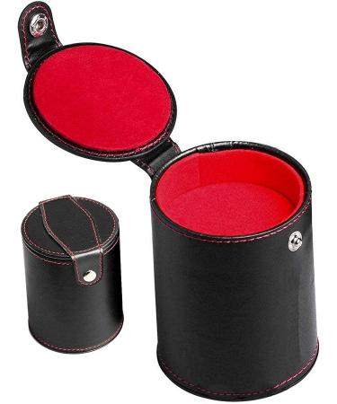Black PU Leather Dice Cup Set with Storage Compartment + (5) 16mm Transparent Dice | Gift Boxed | Smoke/Red - Buy Online on GoSupps.com