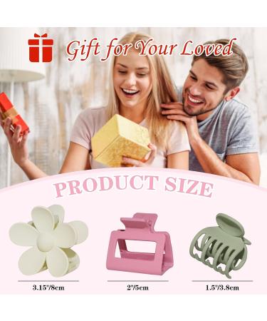 12pcs Large Flower Claw Clips for Thick Thin Curly Hair | Medium Square Claw Hair Clips for Women | Cute Matte Small Hair Claw Clips | 3 Style Jaw Clamps for 90s Hair Styling - Buy Online on GoSupps.com