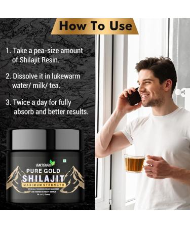 LEAFTOUCH Pure Gold Shilajit Resin | Pure Himalayan Shilajit Resin | Organic and High Potency | 85+ Trace Minerals & Rich in Fulvic Acid | 30gm (1.06 Oz) Pure Gold Shilajit (Pack of 1) - Buy Online on GoSupps.com