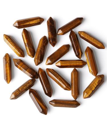Xiannvxi 20 pieces of medicinal crystals crystals set tiger eye stones gemstones natural healing crystal set polished drum stones magic wand Reiki bulk six-socket points witchcraft gift tiger eye-20pcs