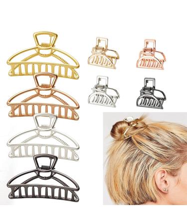 Xutong 8 pieces Metal Hair clips Rose gold clips set 4 cm small and 7.6 cm large crescent -shaped hair clip for women girls with thick hair for fixing the hair