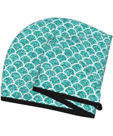 Hair Towel Wrap & Turban - Quick-Drying Aquamarine Glitter Hair Drying Towel with Button - Buy Online on GoSupps.com
