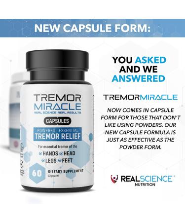Real Science Tremor Miracle Capsules Tremor Relief Supplement and Hand Tremor Aids for Adults with TremorStop Blend GABA and Vitamins for Neurotransmission Support Made in USA 60 Caps 1 Pack - Buy Online on GoSupps.com