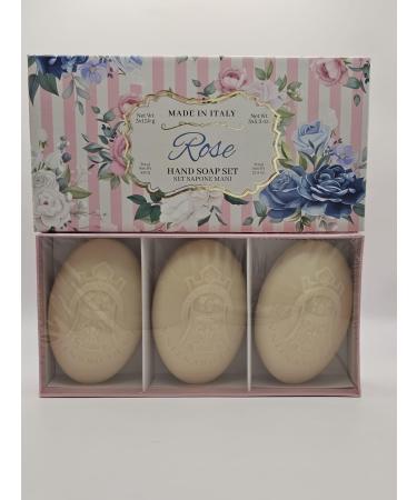 LA FLORENTINA Rose Hand Soap Set Made in Italy 5.3 Oz Bars 3-Pack