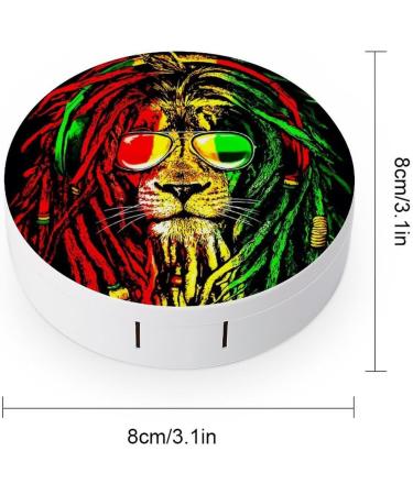 Reggae Rasta Flag Lion Contact Lens Case - Portable Kit with Mirror | Cute Lens Holder for Travel - Buy Online on GoSupps.com