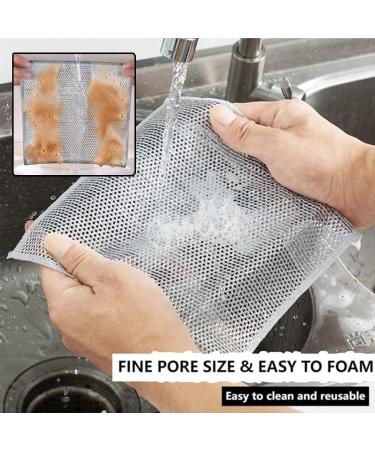 Ancienflow Scrubber Ancienflow Double Stainless Steel Scrubber Double Sided Silver Wire Dishcloth Grey Non-Scratch Scrubbing Wire Dishwashing Rags Double Stainless Steel Scrubber Cloth 10pcs - Buy Online on GoSupps.com