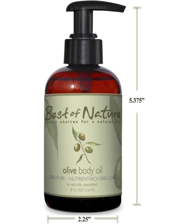 Best of Nature 100% Pure Olive Massage & Body Oil (8 oz) - Natural Skin Hydration | Non-Greasy Formula | Rich in Antioxidants - Buy Online on GoSupps.com