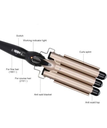 3 Barrel Hair Curling Iron Ceramic Electric Hair Waver Curling Wand Hair Crimper Curling Wand for Curly Hair Styling (US-22mm) - Buy Online on GoSupps.com