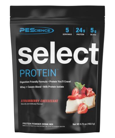 PEScience Select Protein Powder, Whey and Casein Blend, Clean Protein Powder for Women and Men, Low Calorie, Low Carb, Keto Friendly, Gluten Free - Strawberry Cheesecake - 5 Servings