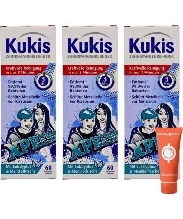 Kukident Kukis Braces Cleaner - 3x60 Tablets | Fast Cleaning | Eucalyptus & Menthol | Spar-Set Plus Pharma Perle | Buy Now - Buy Online on GoSupps.com