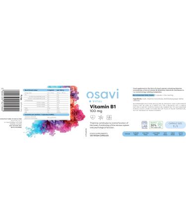 Osavi Vitamin B1 100mg - 120 Vegan Capsules | High Potency and Vegan-Friendly - Buy Online on GoSupps.com
