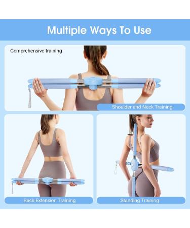 Bilbear Yoga Sticks for Posture Correction - Retractable Back Brace & Stretching Tool for Women, Men, and Children (Blue) - Buy Online on GoSupps.com