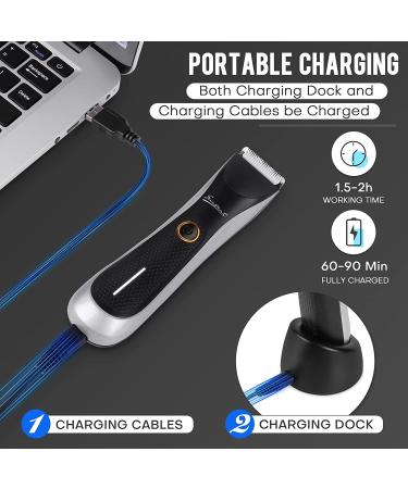 Men's Electric Body Hair Trimmer with LED Light - SkinSafe Guard, Rechargeable, Waterproof - Ideal for Male Groin Hair Grooming - Buy Online on GoSupps.com