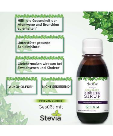 Herbion Naturals Ivy Leaf Cough Syrup with Thyme and Licorice 5 FL Oz Soothes Throat Alcohol Free Sugar Free with Stevia Pack of 2 - Buy Online on GoSupps.com