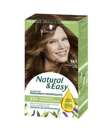 Schwarzkopf - Natural & Easy - Natural Permanent Hair Color - Olive Oil and Lavender Extract - 93% Natural Ingredients - Light Golden Brown 565