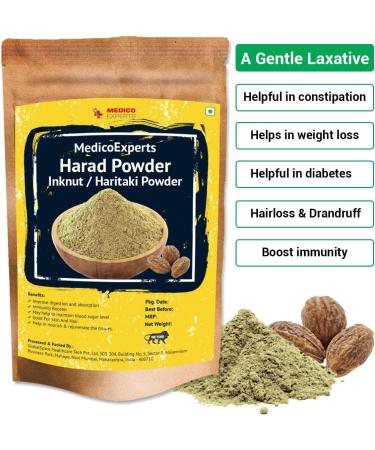 Haritaki Powder Organic - 200 GMS | 100% Pure Harde Powder | Kadukkai Powder | Harad Powder | Inknut Powder for Dark Circles Face Skin & Healthy Digestion - Buy Online on GoSupps.com