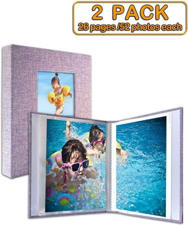 Shop 10x15 Photo Album 2-Pack Linen Cover Clear Pages Holds 52 Photos Lilac Violet Brag Book for 10x15 Pictures - Buy Online on GoSupps.com