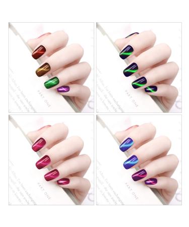 MWoot 16 Leaf Glitter Nail Stickers | Self-Adhesive Nail Art & Cat Eye Designs | DIY Manicure Decoration - Buy Online on GoSupps.com