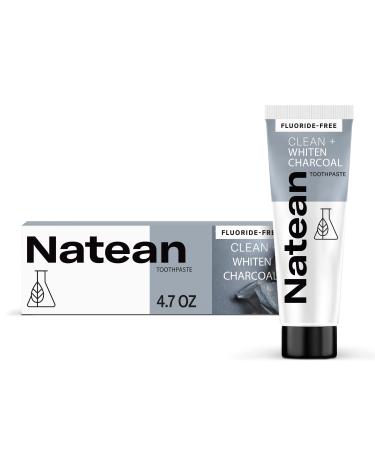 Natean Clean + Whiten Charcoal Toothpaste  Fluoride Free  Clean Mint - 4.7 Oz Tube
