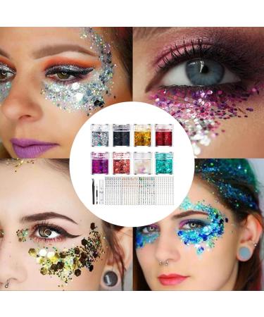  Nevalerra Body Powder Cosmetics - Glitter Makeup Face Glitter | Shiny Body Paint with Gel Glue Brush Regular Nightclub Sparkling Super Flash Shadow Beauty and Gl - Buy Online on GoSupps.com