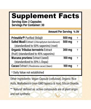 CHOQ Daily with 500mg PrimaVie Shilajit, Safed Musli, Tribulus - Natural Energy, Libido & Muscle Support - Daily Supplement for Men, 60 Vegan Capsules - Buy Online on GoSupps.com