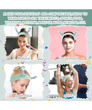 Molain Cute Cartoon Face Washing Headband - Fleece Elastic Hair Band for Women - Creative Spa & Makeup Accessory in Light Green - Buy Online on GoSupps.com