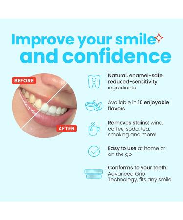 Zimba Vegan Teeth Whitening Strips - Hydrogen Peroxide Stain Remover for Coffee, Wine, Tobacco - Blue Raspberry Flavor - 28 Strips (14-Day Treatment) - Buy Online on GoSupps.com
