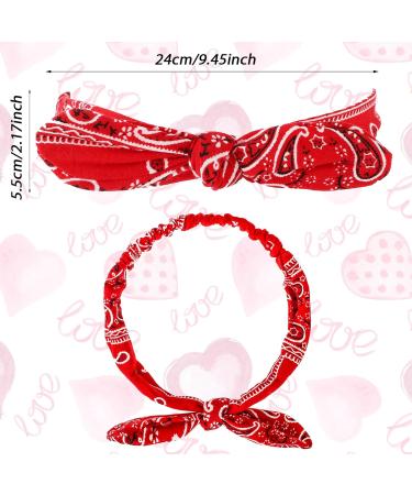 Prasacco 2 Pieces Bandana Headband for Women and Girls Knot Retro Print Headbands Elastic Headband Adjustable Headwrap Rabbit Ear Hairband Hair Accessories for Girls and Women (Red White) White/Red - Buy Online on GoSupps.com