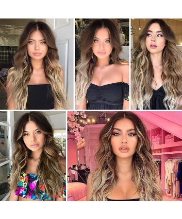 Natural Ombre Brown Wavy Wig for Women - Heat Resistant Synthetic Curly Hair - Buy Online on GoSupps.com