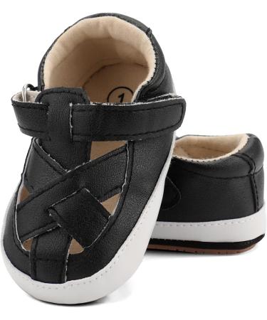 MASOCIO Baby Sandals Boy Closed Toe | Infant Toddler Summer Shoes Size 4 UK (12-18 Months) - Black - Buy Online on GoSupps.com