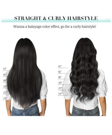 Doores Real Hair Extensions Clip - Natural Black 40cm (16 inch) | 150g Remy Human Hair Straight & Thick - 9 Pieces - Buy Online on GoSupps.com