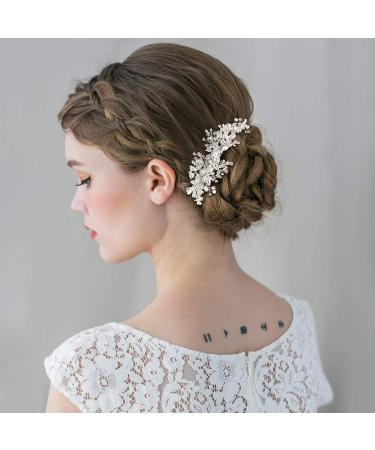 AW BRIDAL Rhinestone Wedding Hair Comb - Bridal Hair Accessories for Brides - Silver/Gold Hair Clip for Wedding and Flower Girl - Buy Online on GoSupps.com
