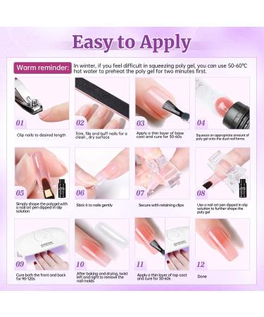 JEWHITENY 28 Colors Poly Extension Gel Nail Kit | All-in-One Gel Nail Enhancer with Lamp Base & Top Coats | Professional Nail Art Tools for Salon Quality Manicures - Buy Online on GoSupps.com