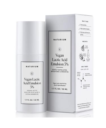 Naturium Vegan Lactic Acid Emulsion 5% Plus Aloe & Alpha Bisabolol Aging Skin Treatment 1.7 oz