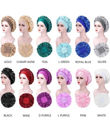 AliLeader 2Pcs Silk Hair Bonnet for Sleeping - Black+Pink Satin Cap for Curly Hair - Elastic Band Soft Hair Wrap for Women - Buy Online on GoSupps.com