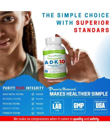 Power By Naturals ADK 10 - Vitamin A D3 10000 IU with K2 MK-7 Supplement - Bone, Heart, and Immune Health Booster - 90 Pills - Buy Online on GoSupps.com