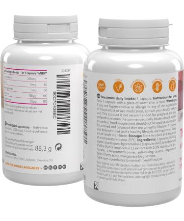 Plant-Based Thyroid Supplement - 180 Capsules for 180 Days with Iodine, Selenium, L-Tyrosine, Zinc, and Manganese by Sensilab ThyroLux - Buy Online on GoSupps.com