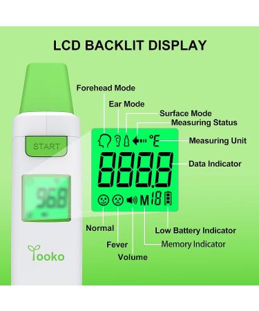 YOOKO Ear and Forehead Thermometer | No-Touch Digital Thermometer | 1s Instant Reading | Fever Alarm | Object Measurement - Buy Online on GoSupps.com
