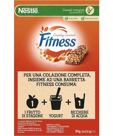 Nestl Fitness Crunchy Caramel Cereal Bars with Chocolate and Crunchy Caramel (4 x 23.5 g) 94 g Pack of 6 - Buy Online on GoSupps.com