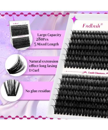 Fadlash Individual Eyelashes - 280PCs 50D+60D Mix D Curl | Naturally Looking DIY Eyelash Extensions 8-16mm & 10-18mm - Buy Online on GoSupps.com