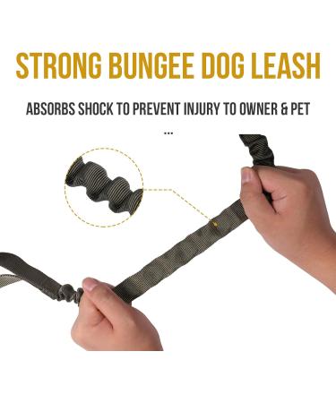 OneTigris Spring Loaded Dog Leash - Adjustable Nylon with Holding Loops (85.1-118.1 cm) - Green | International Shipping Available - Buy Online on GoSupps.com
