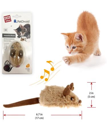 Gigwi Interactive Electric Cat Toy with Furry Tail - Automatic Squeaky Mice for Indoor/Outdoor Exercise - Brown Mouse (Original) - Buy Online on GoSupps.com